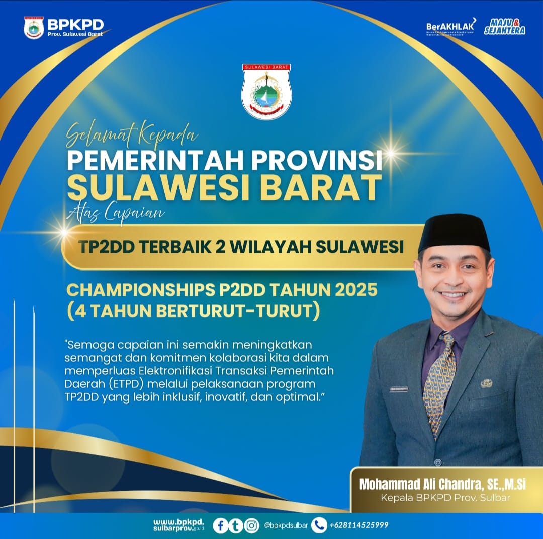 Digitalisasi Keuangan, Sulbar Raih TP2DD Terbaik II Wilayah Sulawesi